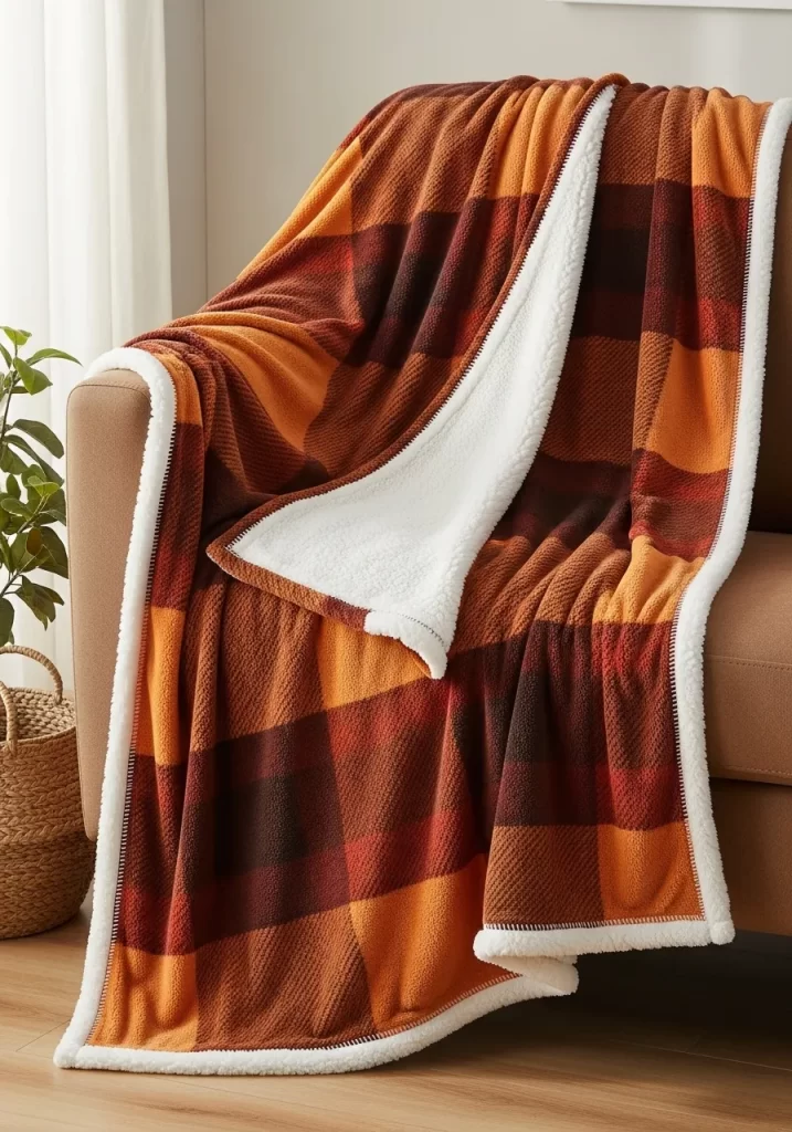 Autumn Plaid Sherpa Throw