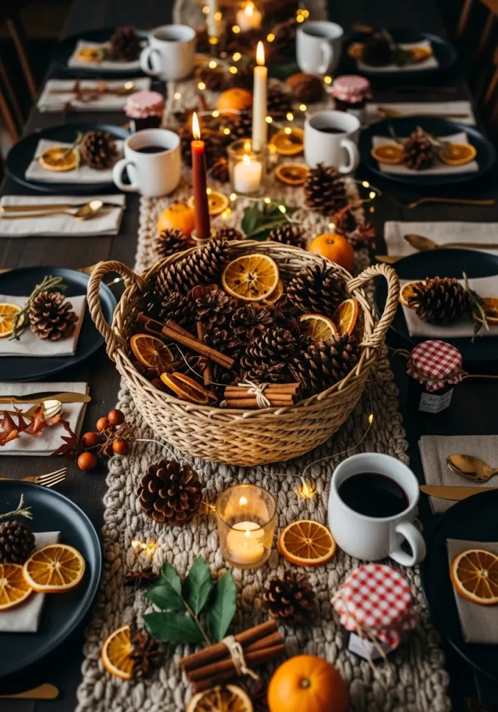 Cozy Harvest Basket Centerpiece
