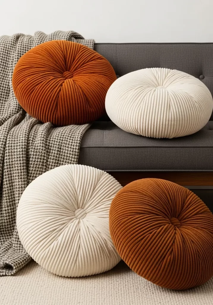 Velvet Pumpkin Tufted Pillows