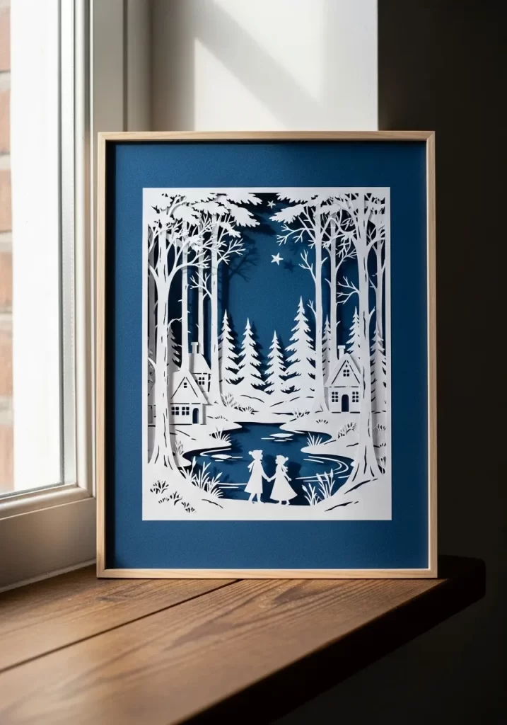 Layered Papercut Winter Scene