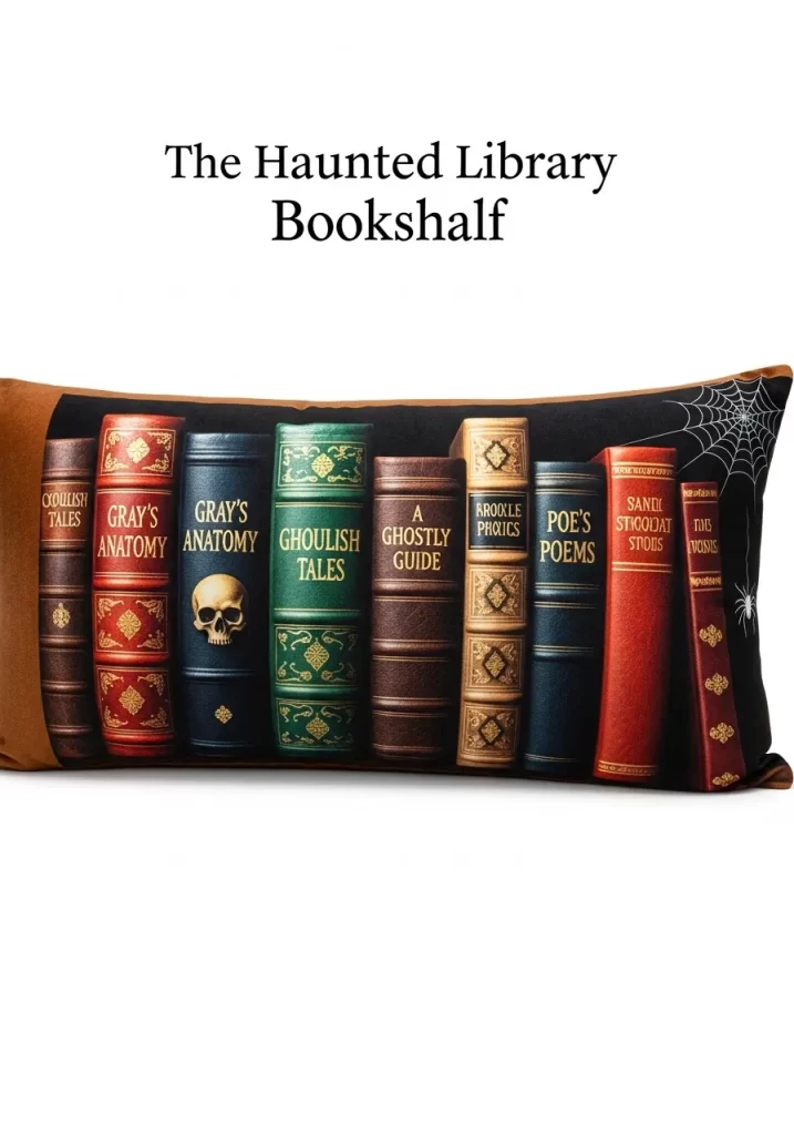 Haunted Library Bookshelf Pillow