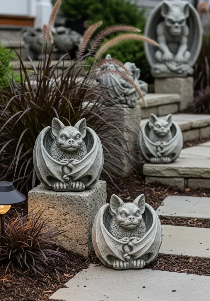 Stone Bat Garden Guardians