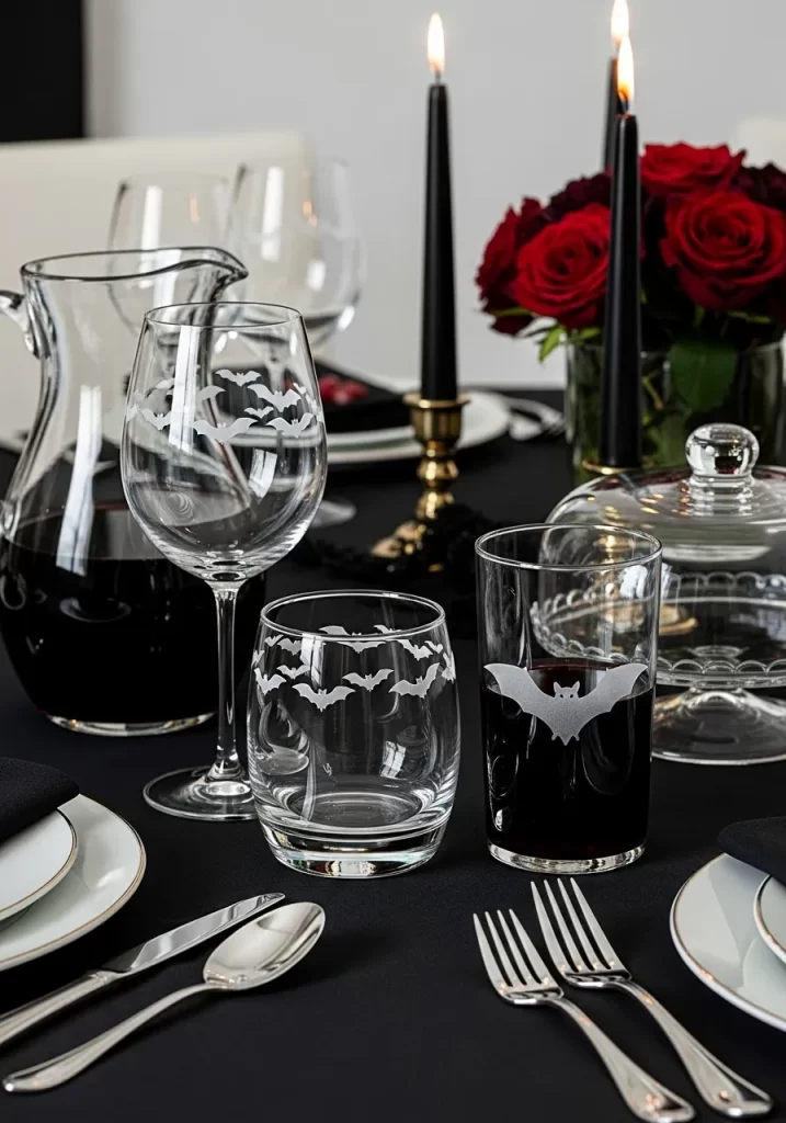 Etched Bat Glassware