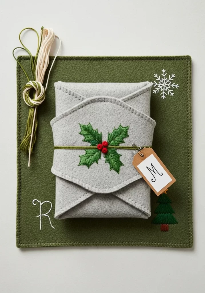 Embroidered Felt Envelope Pouch