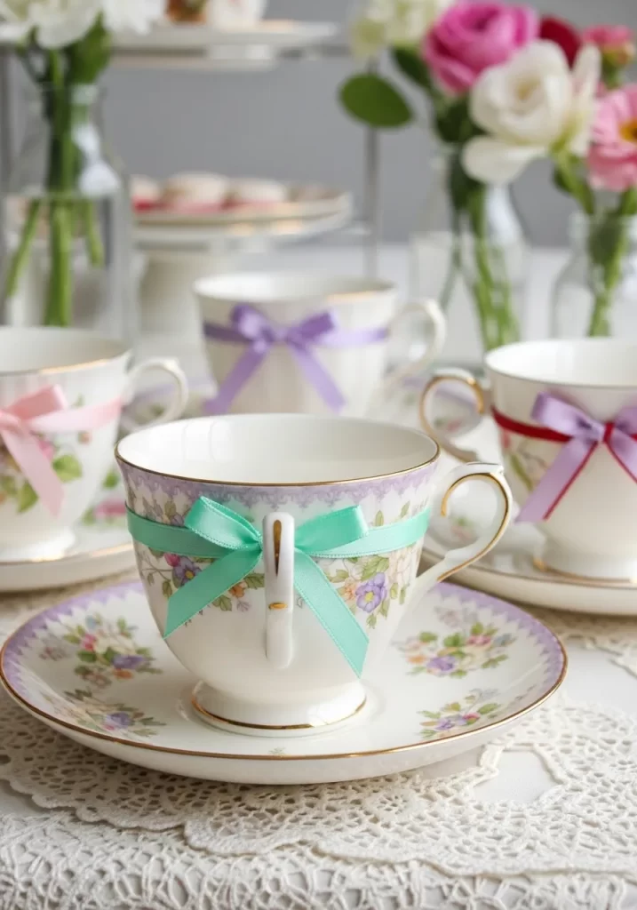 Dainty Teacup Ribbon Accents