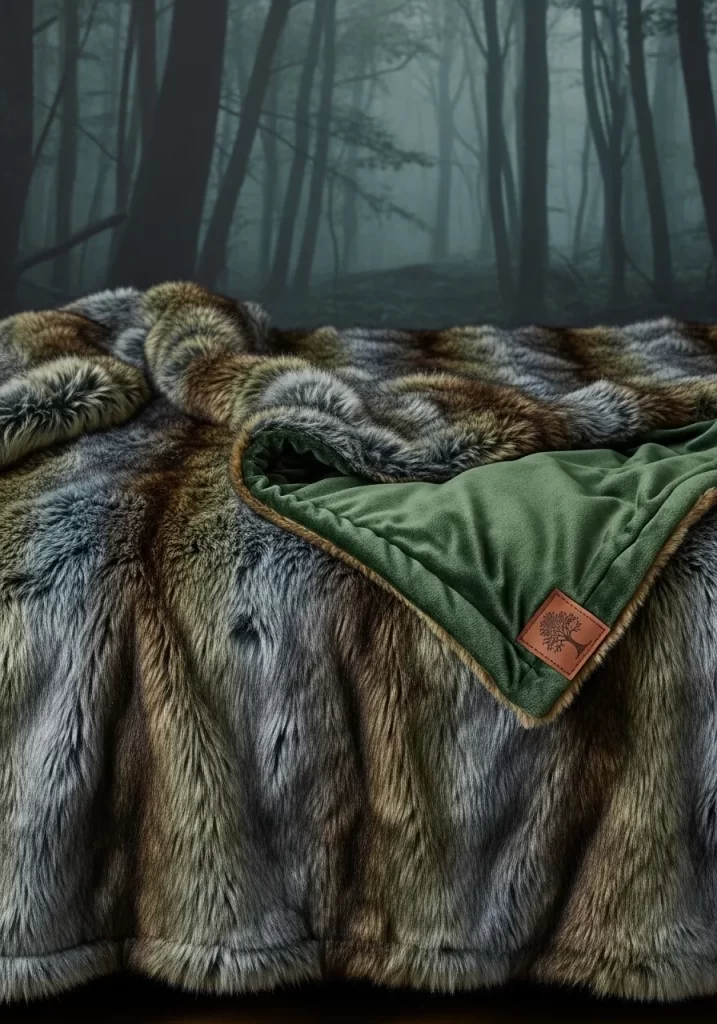 Mystic Wolf Faux Fur Throw