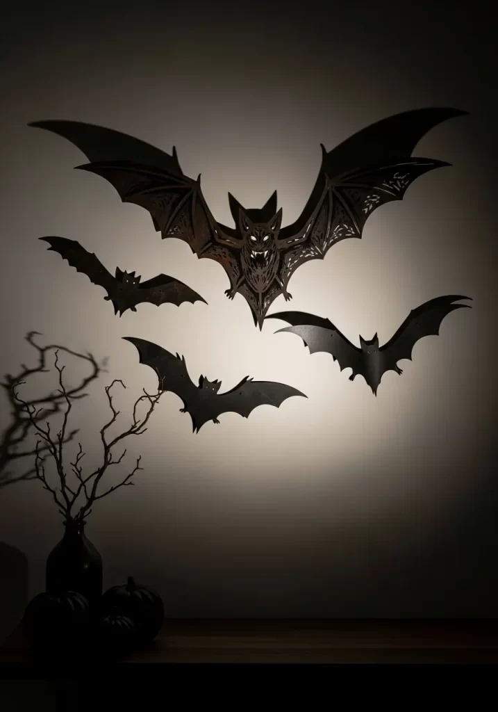 Menacing Carved Wall Bats