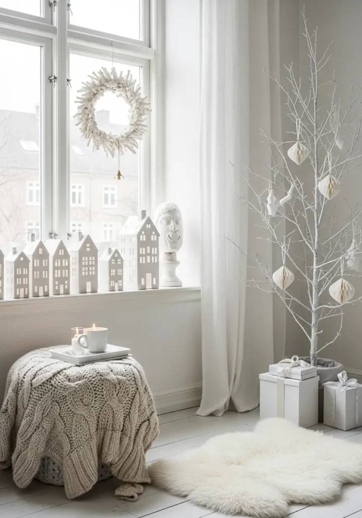 Serene All-White Winter Scene