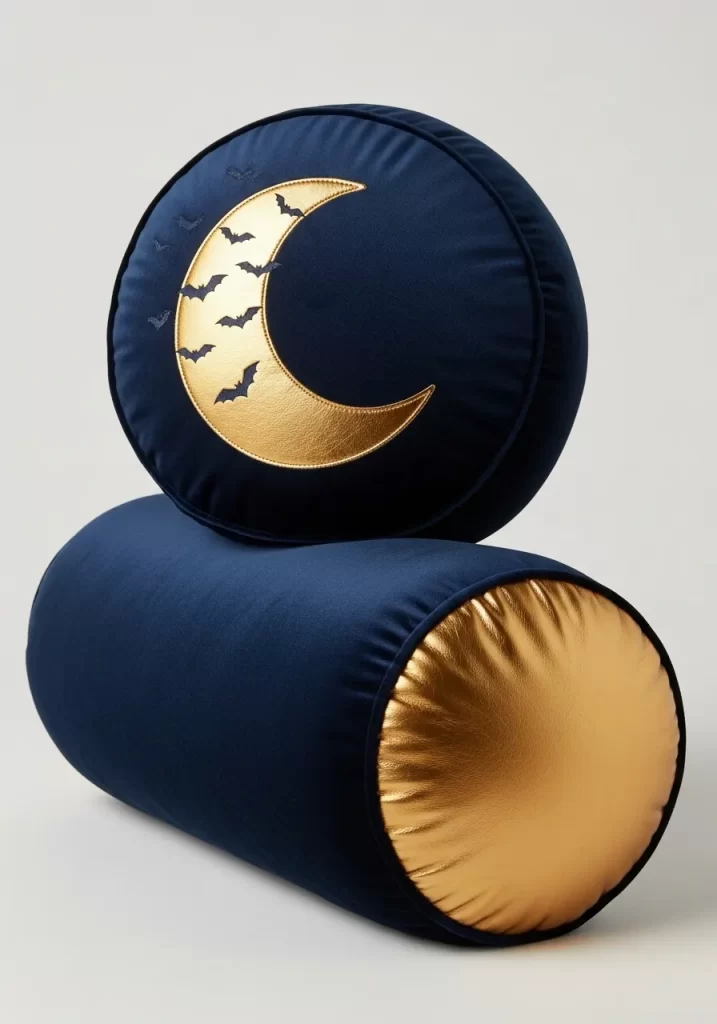 Midnight Moon & Bats Velvet Pillows