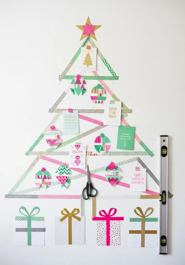 Washi Tape Christmas Tree Card Wall