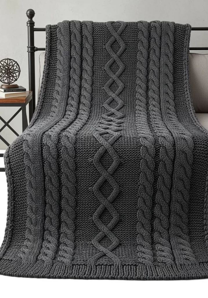 Charcoal Cable Knit Throw