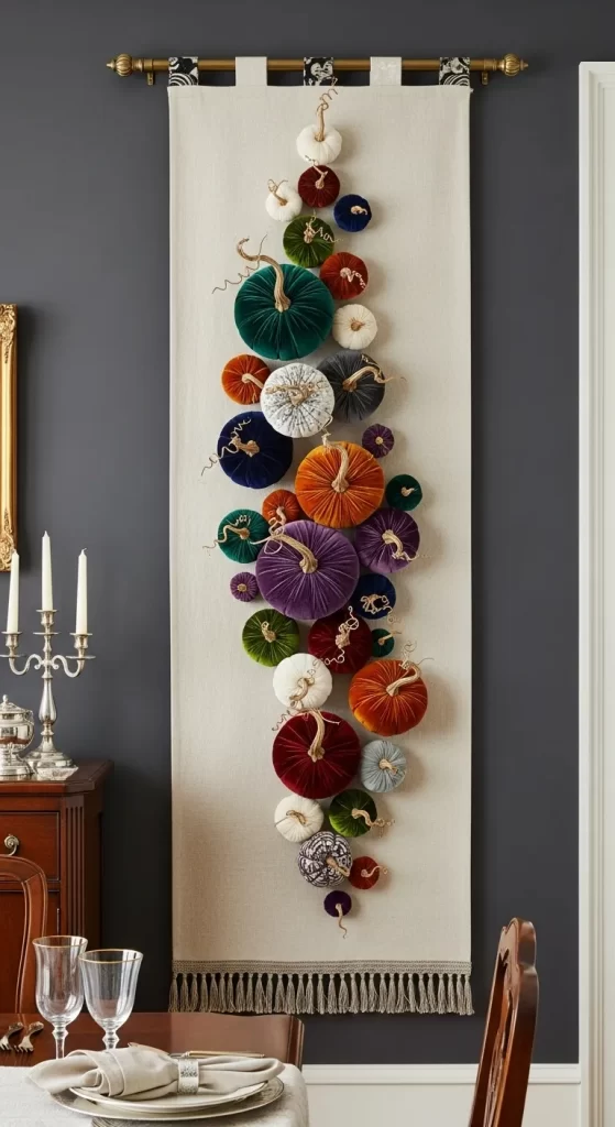 Velvet Pumpkin Wall Tapestry