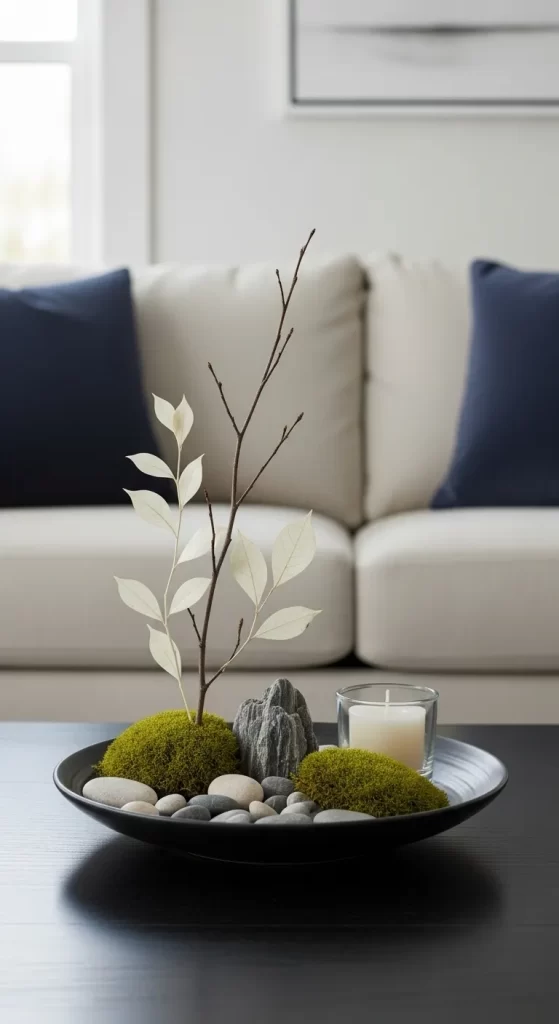 The Tranquil Leaf and Stone Scene