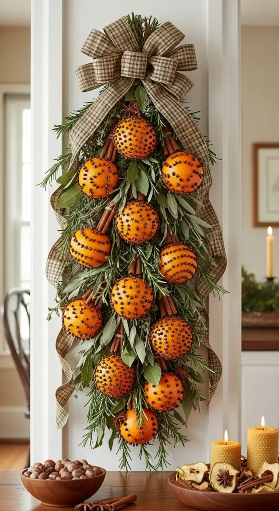 Clove-Studded Orange Pomander Swag