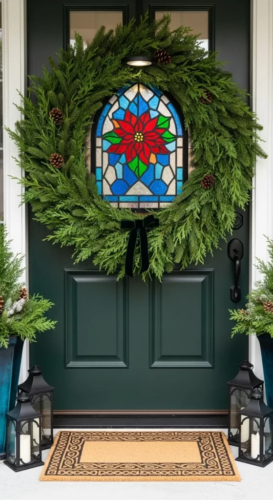 Stained Glass Poinsettia Wreath