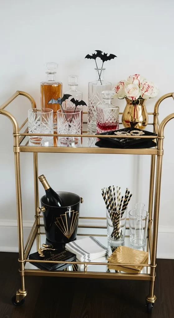 Gilded Vampire's Bar Cart