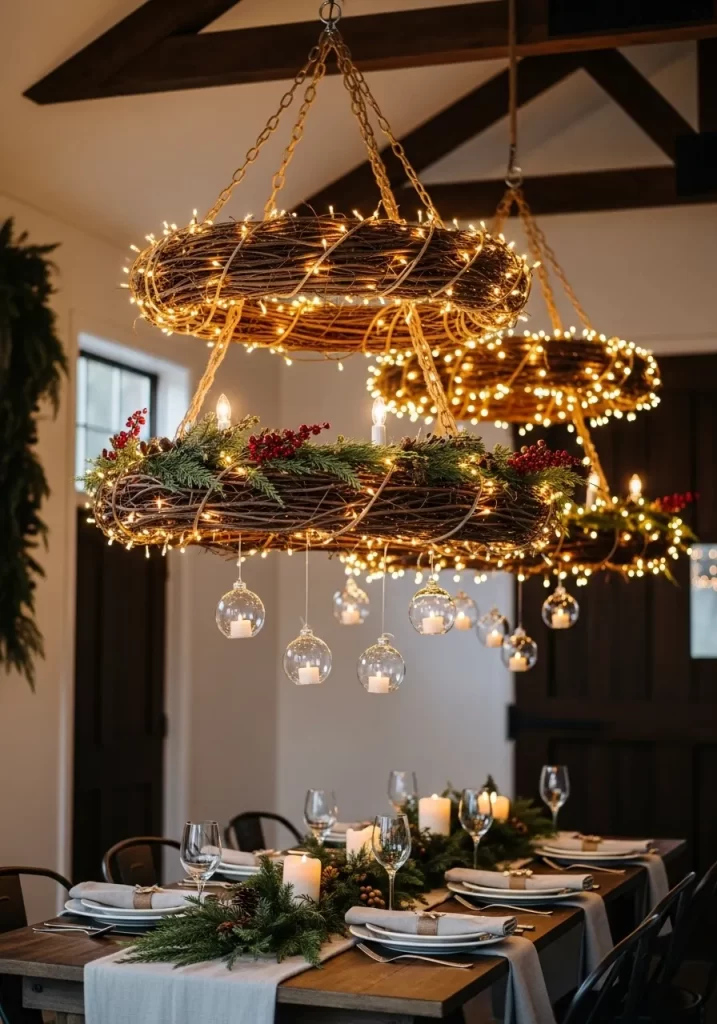 Rustic Wreath Chandeliers