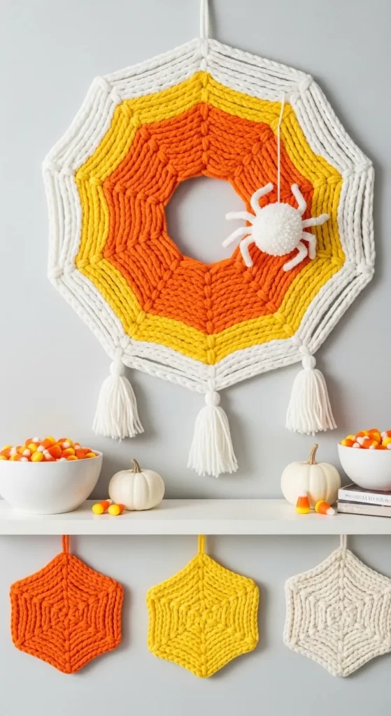 Sweet Candy Corn Yarn Web