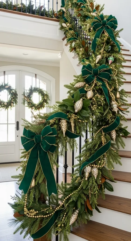 Grand Emerald & Gold Staircase Garland