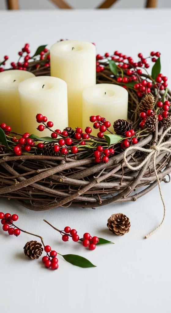 The Woven Berries & Candle Wreath