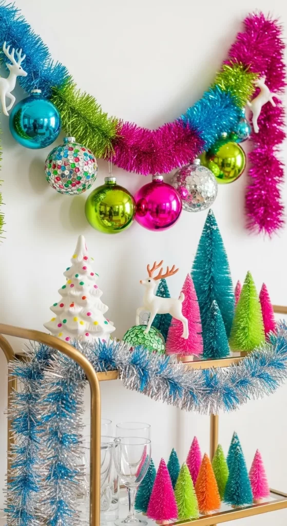 Retro Rainbow Tinsel Garland