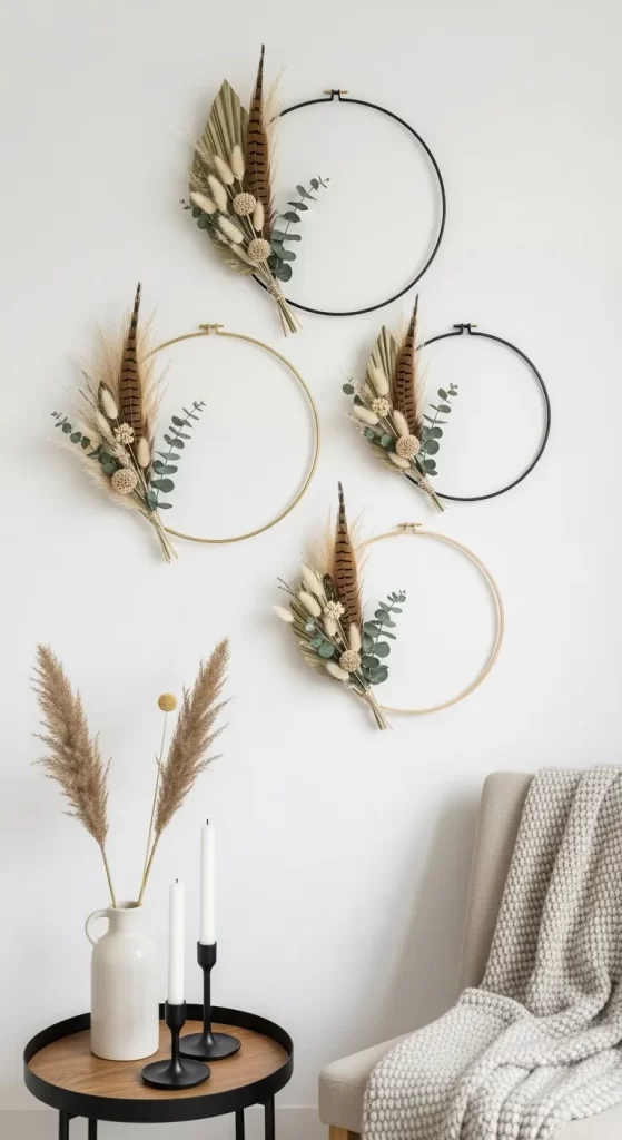 Modern Dried Floral Hoop Wreaths