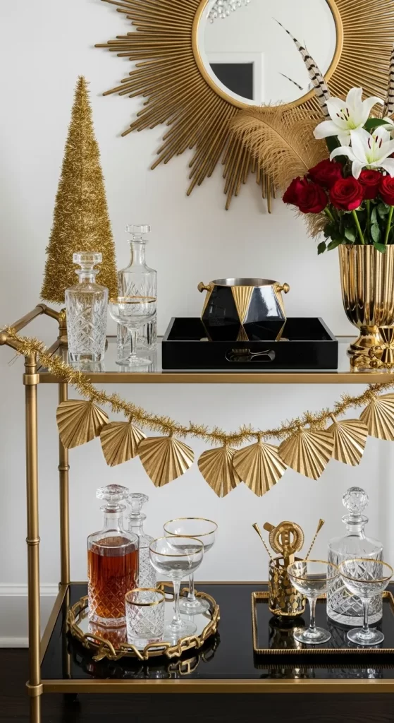 Glamorous Gold Bar Cart Styling