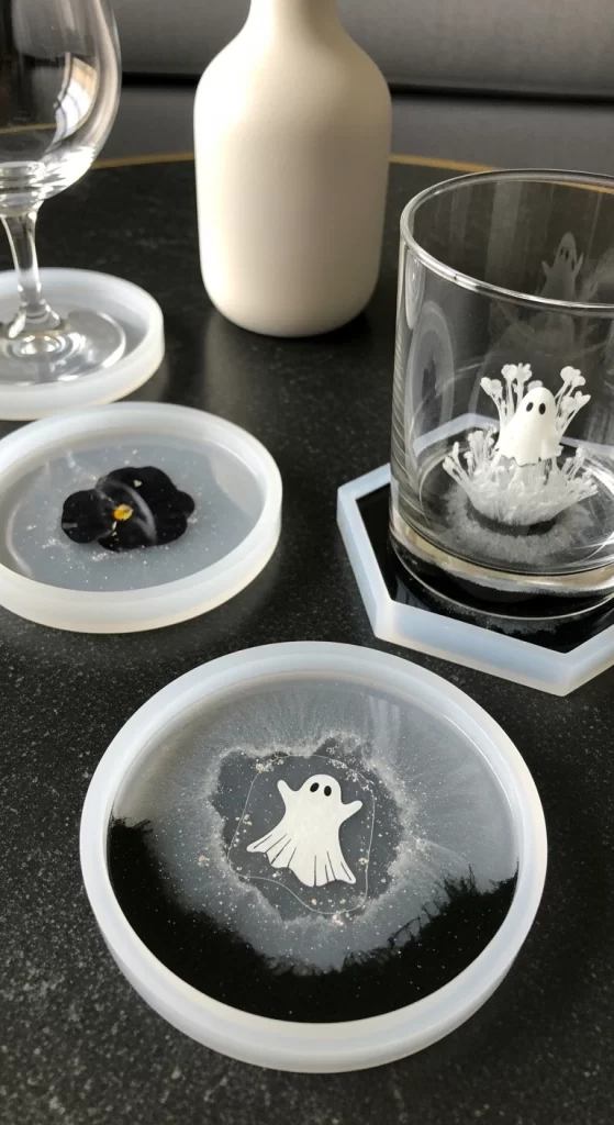 Ghostly Resin Coasters