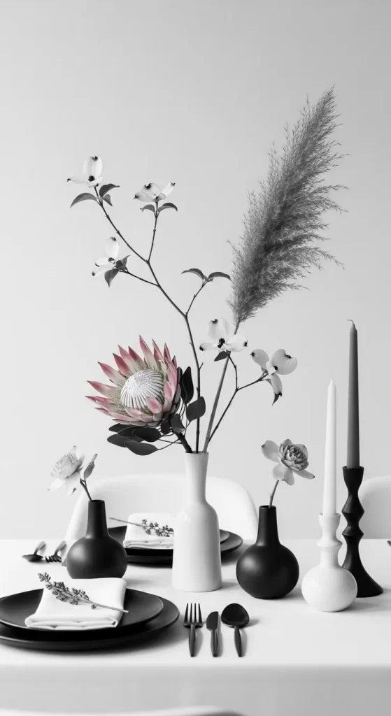 Black and White Floral Statement