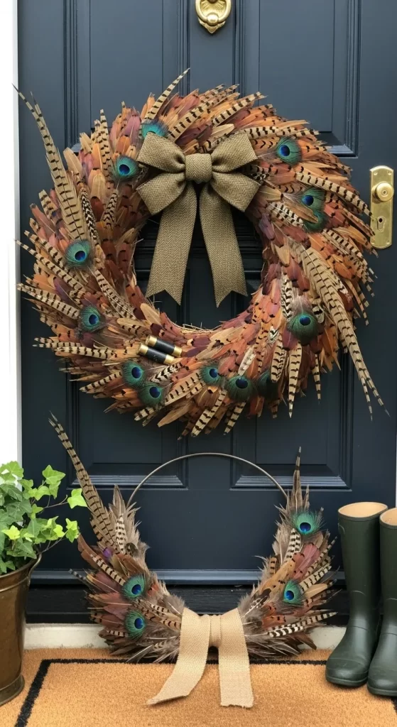Rustic Peacock & Pheasant Feather Wreath