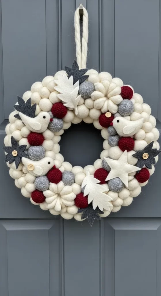 Soft Scandinavian Felt Ball Wreath