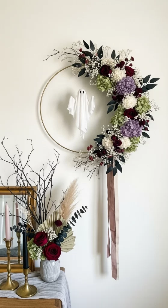 Floral Ghost Hoop Wreath