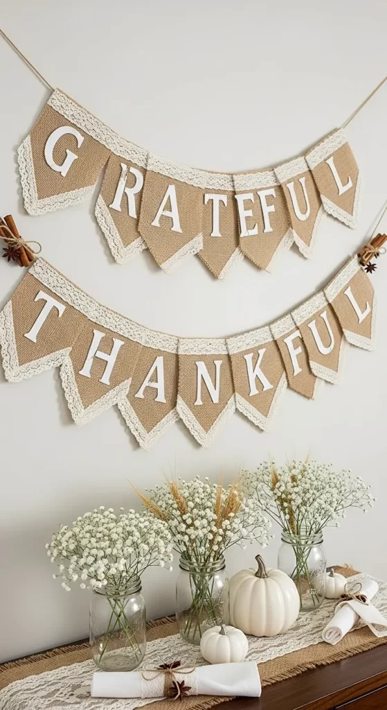 Burlap and Lace Gratitude Banners