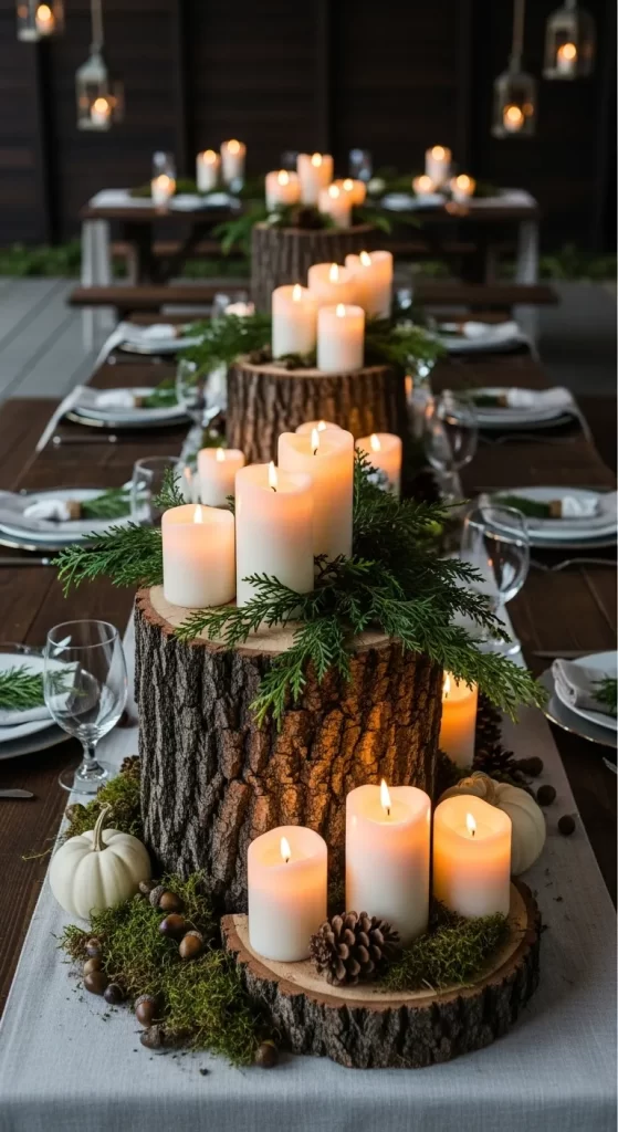 The Rustic Log & Candle Centerpiece