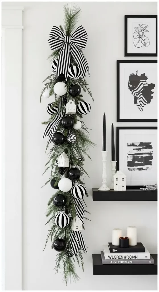 Modern Black & White Holiday Swag