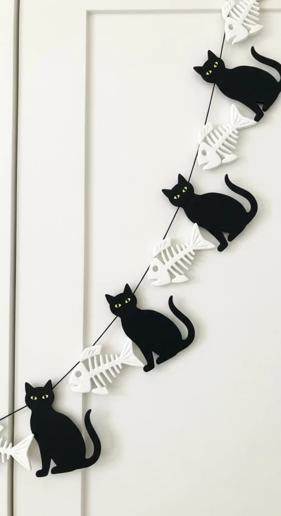 Black Cat and Fishbone Garland