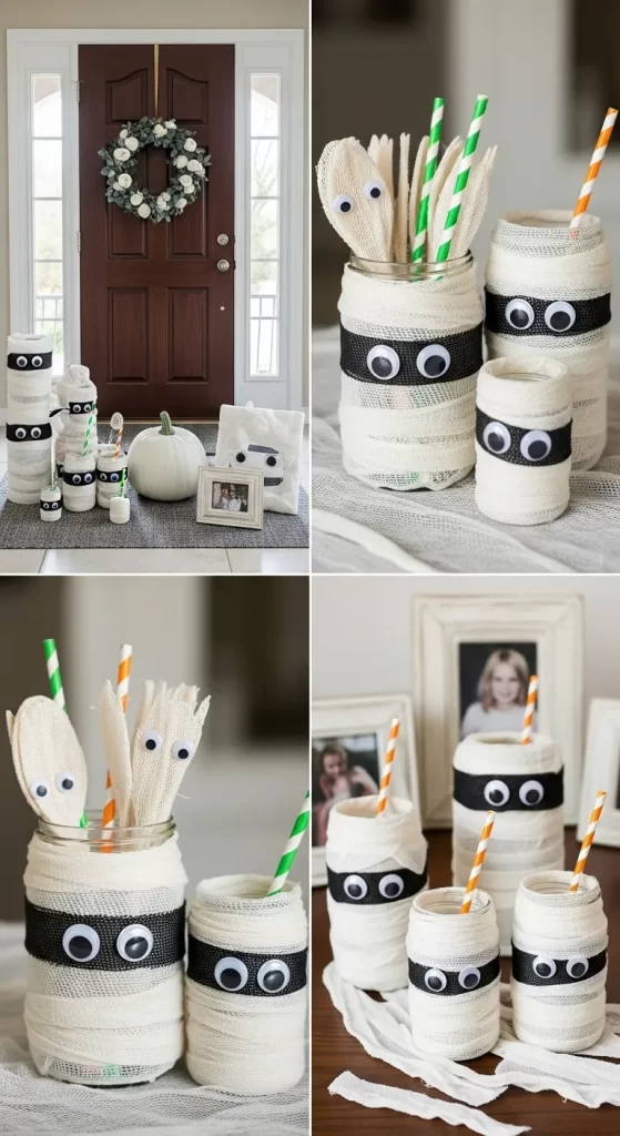 Googly-Eyed Mummy Jars Googly-Eyed Mummy Jars