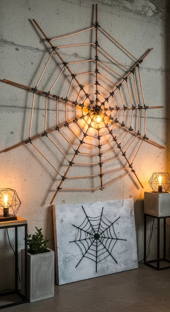 Industrial Copper Pipe Web Sconce