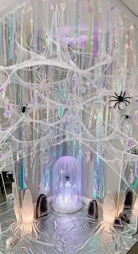 Iridescent Crystal Web Corner