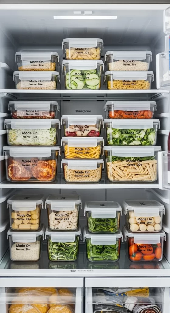 Labeled Refrigerator Containers