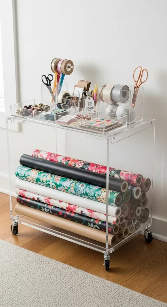 Modern Acrylic Rolling Cart