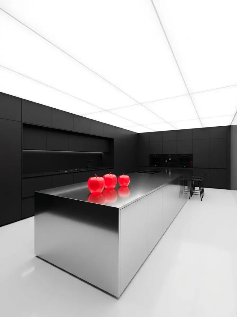 Full luminous stretch ceiling providing bright white lighting for dark apartments.
