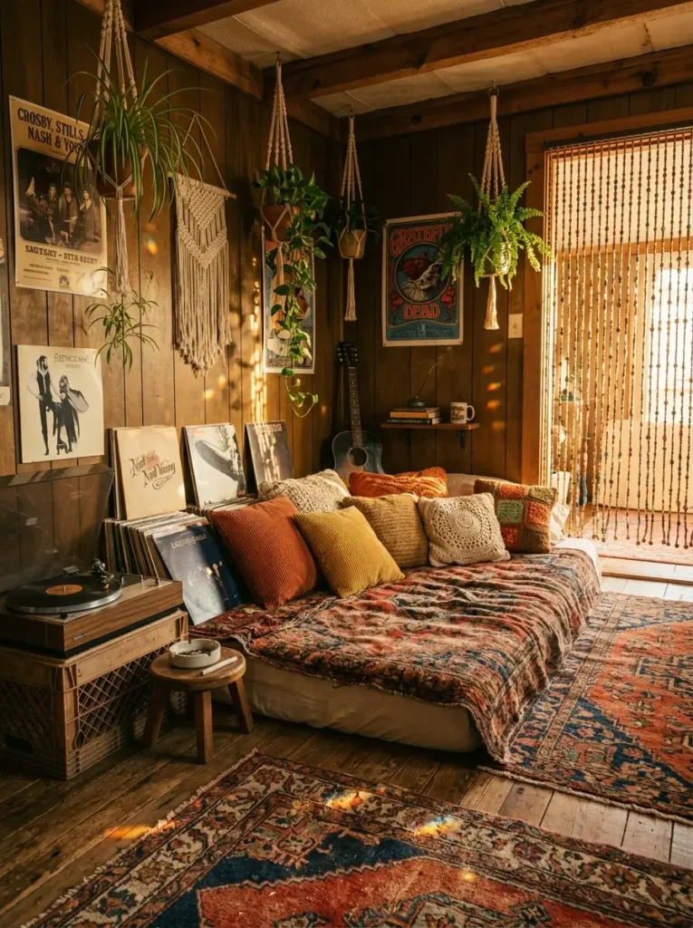 Retro music lounge with vinyl records