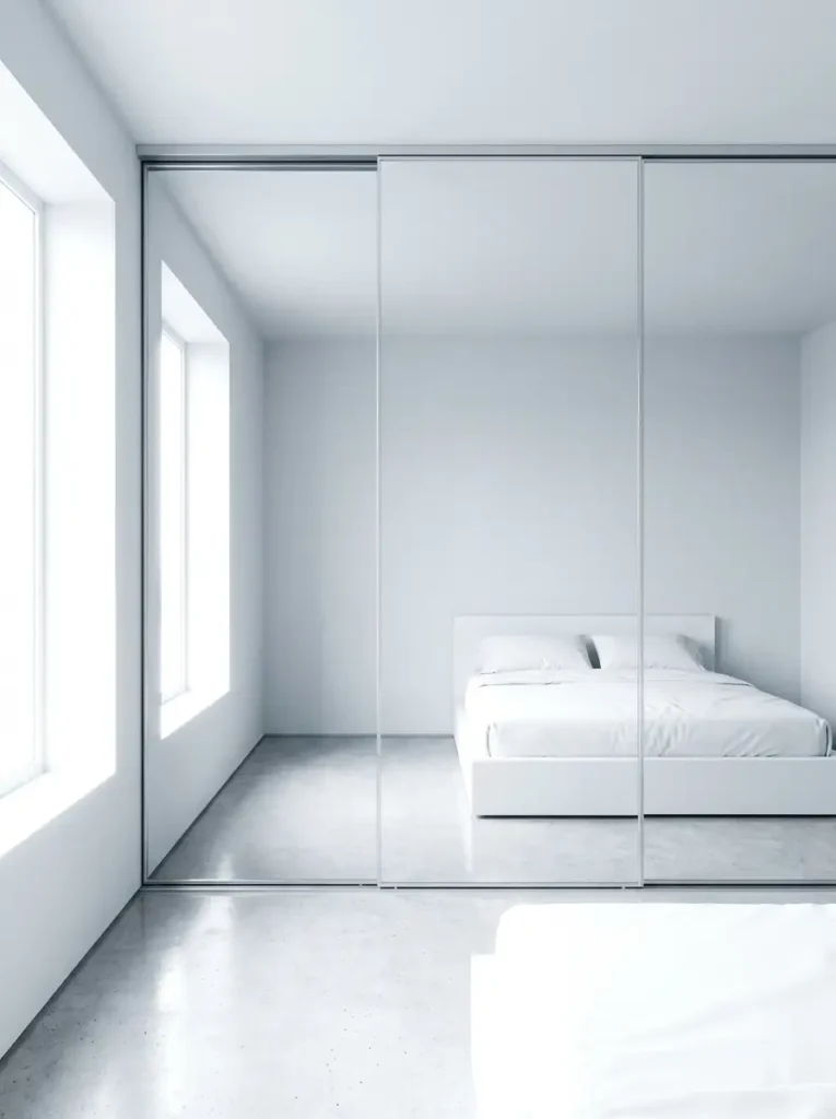 Floor-to-ceiling mirror closet doors