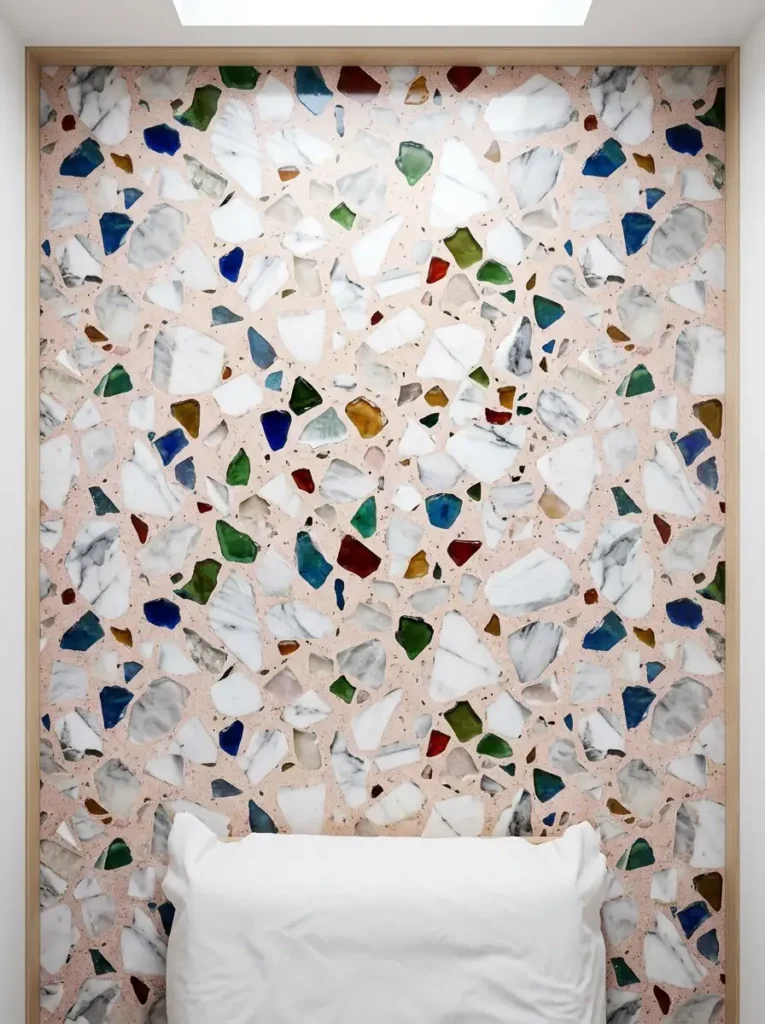 Colorful terrazzo mosaic wall feature