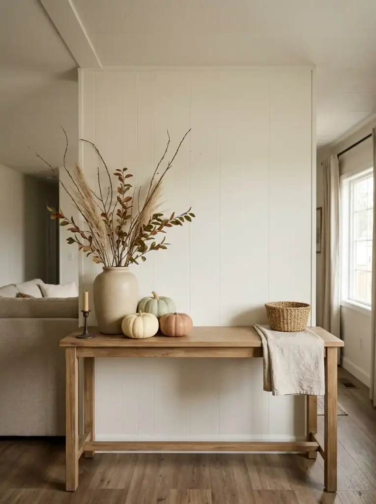 Simple farmhouse harvest focal point in a mobile home