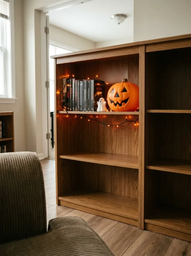 Giving the collection a strict one-shelf boundary keeps the nostalgia concentrated instead of letting it spill into the living room.