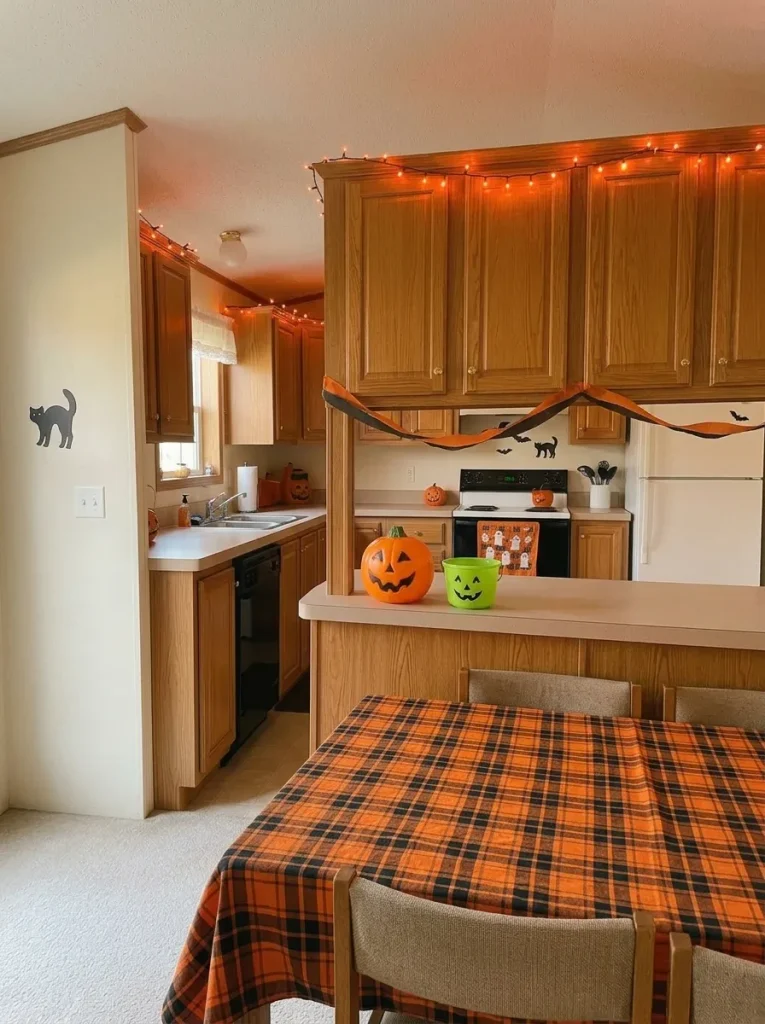 The brighter 90s palette works because each color has a job while the home's original finishes remain visible.