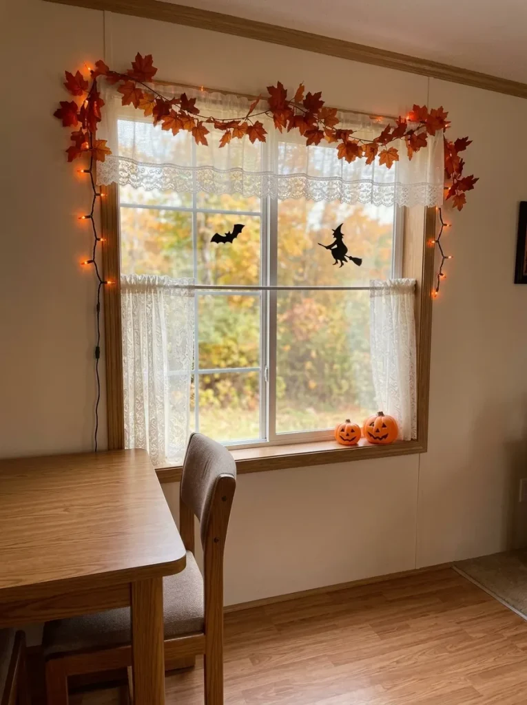 Treating the window as one framed composition creates nostalgic impact while preserving daylight and normal window function.