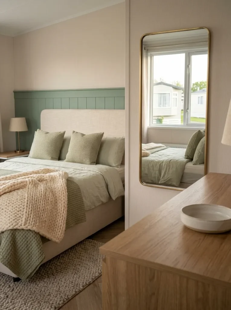 A well-placed mirror improves the room most when it repeats light and a calm view rather than reflecting visual noise.